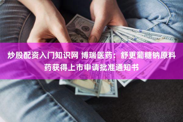 炒股配资入门知识网 博瑞医药：舒更葡糖钠原料药获得上市申请批准通知书