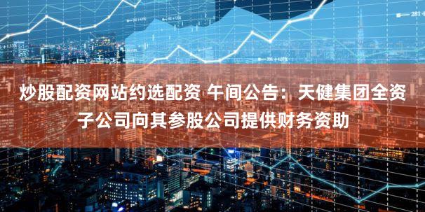 炒股配资网站约选配资 午间公告:天健集团全资子公司向其参股公司提供财务资助